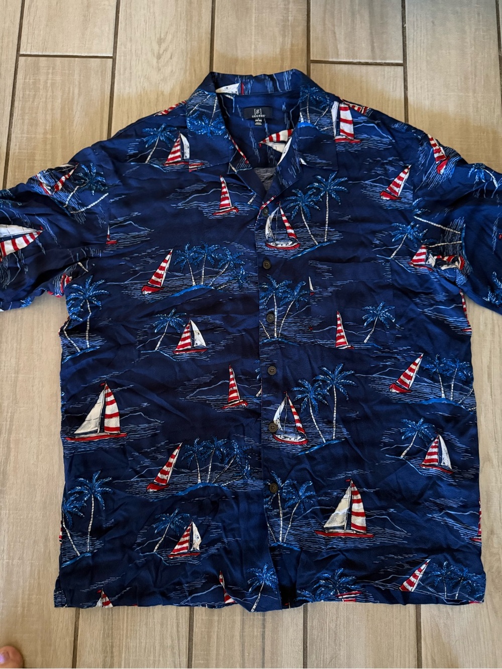 Men’s George Nautical Print Short-Sleeve Shirt - Size Large